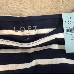 NWT LOFT Striped Boatneck Tee - Navy & White Breton Stripe - Size Large Petite